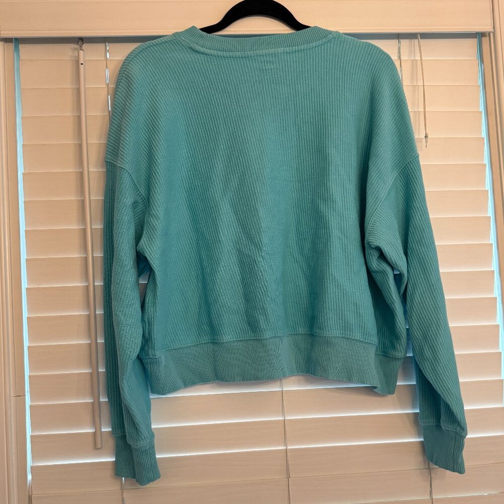 Aqua Cropped & Oversized Aerie Sweatshirt (Size: Small)
